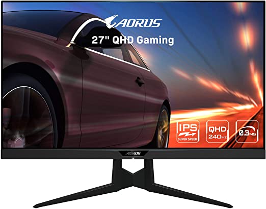 AORUS FI27Q-X 27" 240Hz 1440P HBR3, NVIDIA G-SYNC Compatible, SS IPS Gaming Monitor, Built-in ANC, 2560x1440 Display, 0.3 ms Response Time, HDR, 93% DCI-P3, Display Port 1.4, 2X HDMI 2.0, 2X USB 3.0