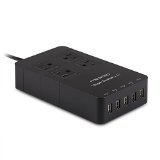 MoKo 1250W 4-Outlet Home  Office Power Strip Surge Protector With 5-Port USB Smart Charger and 46 Feet Power Cord for iphone6s  6s plus Samsung S6  S6 Edge and More BLACK