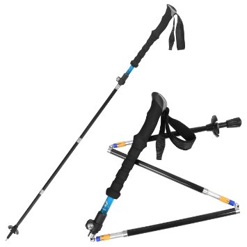 Bagail Ultralight Carbon Cork Trekking Poles - Foldable, Collapsible and Adjustable - Perfect for Hiking, Walking, Backpacking and Snowshoeing (1 PCS)