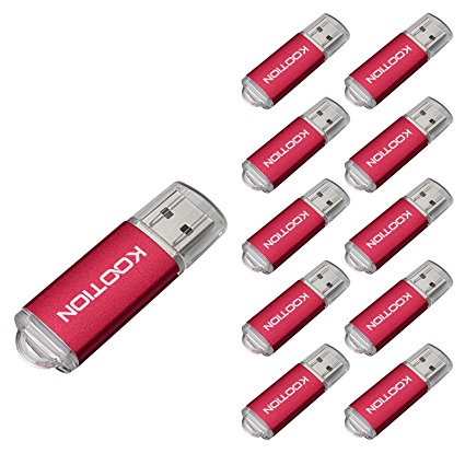 KOOTION 10pcs 8GB USB 2.0 Flash Drive Memory Stick Thumb Storage Pen Disk, Red (8G, Red) 【Ships from USA】