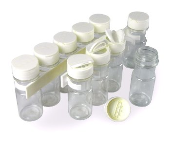 SpiceStor 4 Spice Bottle Set with Organizer 10-Pack Clear Bottle with White Cap