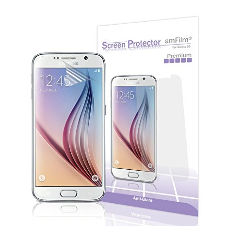 Galaxy S6 Screen Protector Front and Back, amFilm Premium Anti-Glare/Fingerprint (Matte) Screen Protector for Samsung Galaxy S6 with Lifetime Replacement Warranty (3-Pack) [in Retail Packaging]