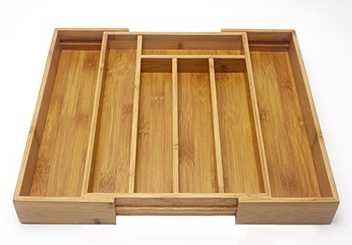 KitAidPro ™ 7-Slot Expandable Bamboo Drawer Organizer with 2 with Adjustable Compartments