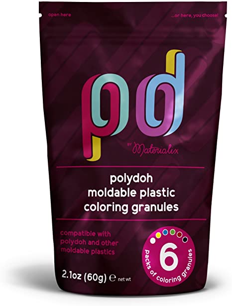 Moldable Plastic Coloring granules/Pigment Pack pellets. 6 Colors. Large Pack. Compatible with All moldable Plastics.