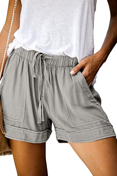 Dokotoo Womens Comfy Drawstring Casual Elastic Waist Pocketed Shorts