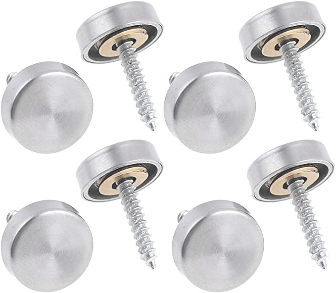 sourcingmap Stainless Steel Mirror Nails with 16mm Screw Cap, 8-Piece