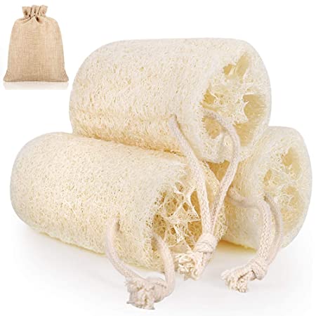 Accmor Natural Egyptian Loofah Loofa Luffa Lofa Sponges Body Shower Scrubber 100% Natural SPA Beauty Bath Kitchen Sponge for Exfoliating Men Women Skin (3 Pack)