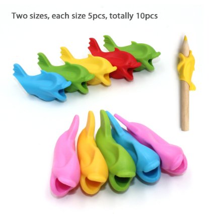 Firesara 10 Pcs Silicon Ergonomic Pencil Grips Holders Writing Aid Fish Style For Children And Adults Righties And Lefties Better Hand Writing And Control