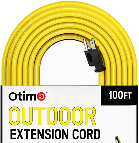 Otimo 100 Ft, 2 Pack 14/3 Outdoor Heavy Duty Extension Cord - 3 Prong Extension Cord, Yellow