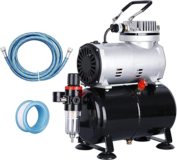 ZENY Pro 1/5 HP Airbrush Air Compressor Kit w/ 3L Tank & 6FT Hose Multipurpose for Hobby Paint Cake Tattoo