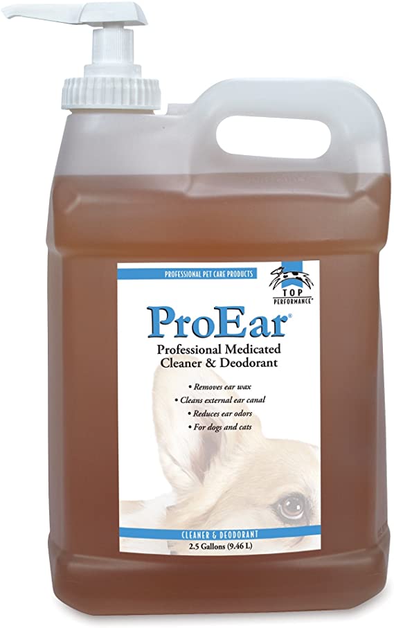 Top Performance TP596 93 ProEar Professional Medicated Ear Cleaners-Versatile and Effective Solution for Cleaning Dog and Cat Ears, 21/2 Gallon