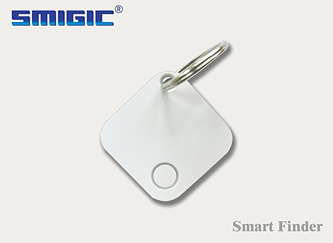Smigic Key Finder, Phone Finder, GPS Locating, Bluetooth camera press button, Splash Proof (White Finder)