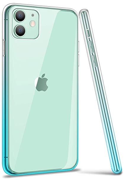 iPhone 11 Case Cover, Ansiwee Thin Slim Soft Colorful Color Gradient and Clear Hard Back Shock Drop Proof Impact Resist Extreme Durable Case for Apple iPhone 11 (Clear Green)