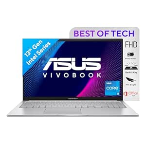 ASUS Vivobook 15, Intel Core i5-1335U 13th Gen, 15.6-inch FHD 60Hz, Thin & Light Laptop (8GB/512GB SSD/Win11/Office 2021/Backlit/42Whr/Cool Silver/1.7 Kg), X1504VA-NJ540WS