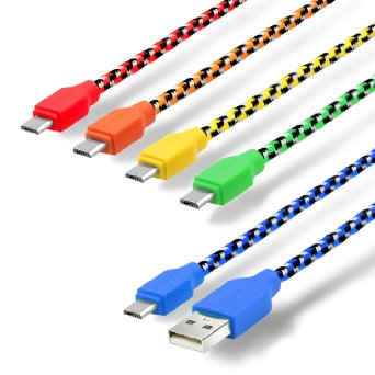 Charging Cable10ft Magic-T Micro USB Braided Cord Data Fast Charger High Speed 20 A Male to Micro B for Samsung Galaxy S7 S6 Edge HTC M9 Blackberry PS4 Xbox One and More Android Device5-Pack