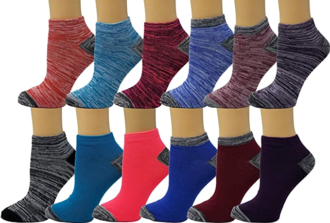 Debra Weitzner Womens Low-Cut Socks Colorful Casual No-Show Ankle Socks 12 Pairs