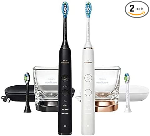 Philips Sonicare Diamond Clean Rechargeable Toothbrush for Complete Oral Care 2-Pack Handles （Black)