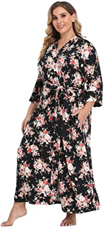 Super Shopping-zone Women's Plus Size Long Robes Kimonos Plus Size Maternity Robes Delivery Robes Sleepwear