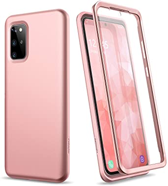 SURITCH Case for Samsung Galaxy S20 Plus/S20  5G, [Built in Screen Protector] Matte Hybrid Full Body Protection Soft TPU Shockproof Rugged Bumper Protective Cover for Galaxy S20 Plus 6.7" (Rose Gold)