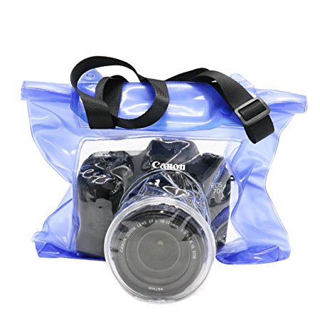 DSLR SLR Camera Waterproof Bag Underwater Housing Case Pouch Bag for Canon Nikon etc.(Blue)