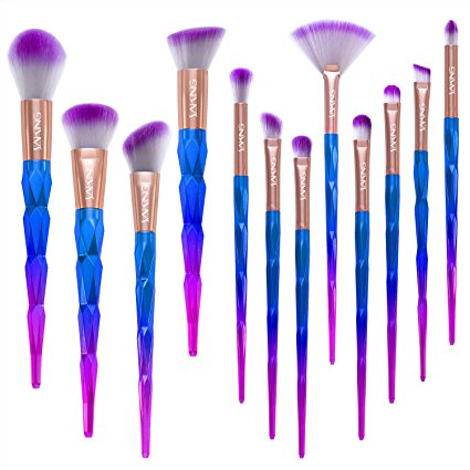 Saking 12PCS Makeup Brushes Set Foundation Eyebrow Eyeliner Blush Cosmetic Concealer Unicorn Brush