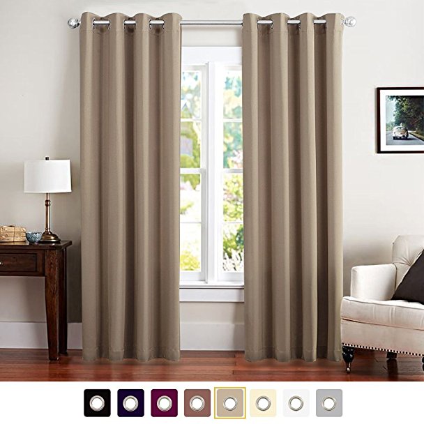 Vangao Home Decorative Light Blocking Draperies Thermal Insulated Solid Grommet Top Window Blackout Curtains/Drapes/panels for Kids/Living Room 1 Panel 84"x52" Antique Taupe