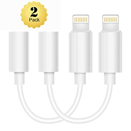 [2 Pack] iPhone Headphone Adapter, L-ghtig to 3.5mm Headphones Jack Adapter Cable Compatible with iPhone 7&8/7&8Plus iPhone X/Xs/XR/XS Max Adapter Headphone Jack and More (iOS 10/ iOS 12) Accessories