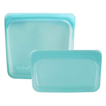 Stasher Reusable 2pc Silicone Snack & Sandwich Bag Set - Aqua Blue