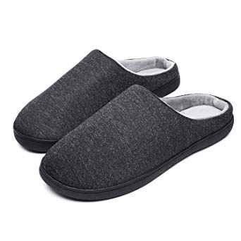 iParaAiluRy House Slippers for Men Fleece Lined Indoor Warm Slippers with Anti-Skid Rubber Sole