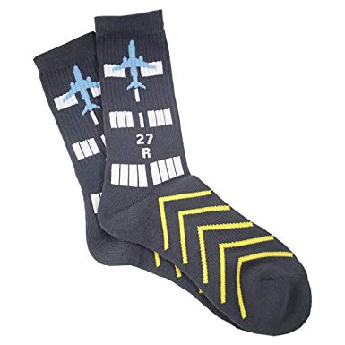 Runway Design, Aviation-Themed Premium Crew Socks 1-Pair