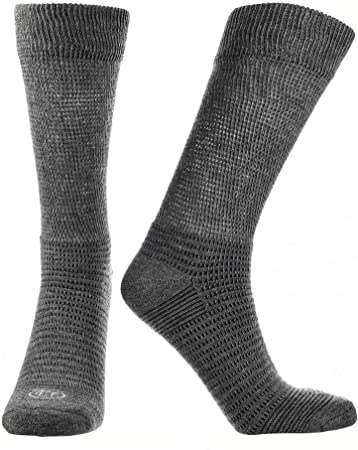 Doctor's Choice Men's Diabetic & Neuropathy Crew Socks, Non-Binding Cushion Crew Sock with Aloe, Antimicrobial, Ventilation, and Seamless Toe, Single Pair, Charcoal, Mens Large: Sock Size 10-13