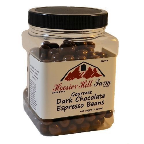 Hoosier Hill Farm Gourmet Dark Chocolate covered Espresso Beans (1 lb Jar)