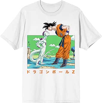 Dragon Ball Z Goku and Freiza Men's White Graphic Crew Neck Tee