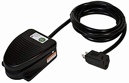 SSC Controls F300-1501 Foot Switch, Maintained Action (Push On/Push Off), Single Pedal, 8-ft Cable with Piggyback Plug (3-Pronged), Die-Cast, Electrical