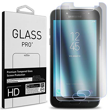 Samsung Galaxy J2 Pro 2018 Screen Protector, Galaxy Grand Prime Pro Screen Protector, CoverON [2 Piece] Slim Tempered Glass Screen Protectors for Samsung Galaxy J2 Pro 2018 / Grand Prime Pro - Clear