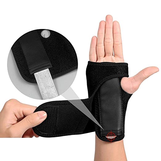 SKUDGEAR Adjustable Wrist Support Brace with Removable Steel Plate for Sports Injuries Pain Relief Carpal Tunnel Splint Wrap (Right Hand)
