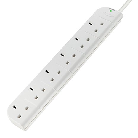 Belkin E-Series 6 Way/ 6 Plug SurgeStrip Surge Protected Extension Lead - 1 m Cable, White