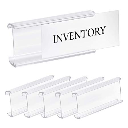 Pack of 25 – Clear Butyrate Plastic Wire Shelf Label Holder, Sign and Ticket Holder, (Fits Metro and Nexel 1-1/4" Shelves ONLY) - Length of Label Area, 3" X Height of Label Area, 1-1/4"