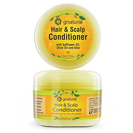 Gnatural Hair and Scalp Conditioner w Jojoba Oil, Safflower Oil, Essential Oils, Vital Vitamins for Lasting Moisture, TRIPLE Hair GROWTH andHealthy Tresses (4oz)
