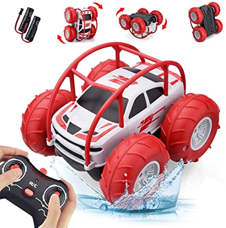 Remote Control Car, RC Cars Amphibious Land & Water Toy Off-Road RC Boat, 360°Flip Rotation Stunt Car with Sidelights for Toddlers 3 4 5 6 7 8 9 10 11 12 Years Kids Boys Girls
