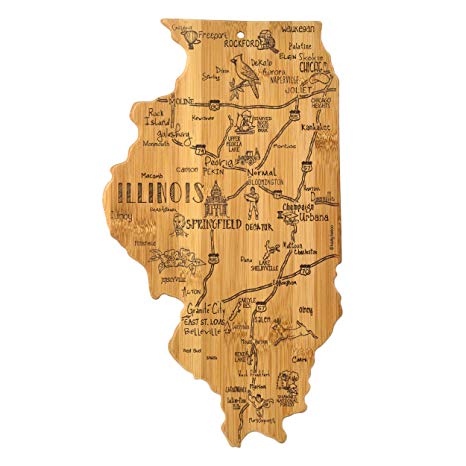 Totally Bamboo Illinois State Destination Bamboo Serving and Cutting Board