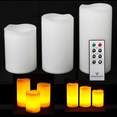 Frostfire Mooncandles - 3 Weatherproof Outdoor and Indoor Candles with Remote Control and Timer
