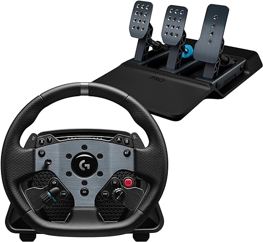 Logitech G PRO Racing Wheel, Sim Steering Wheel with Direct Drive 11 Nm Force, Magnetic Gear Shift Paddles PRO Racing Pedals, 100 kg Load Cell Brake - For PC, Black