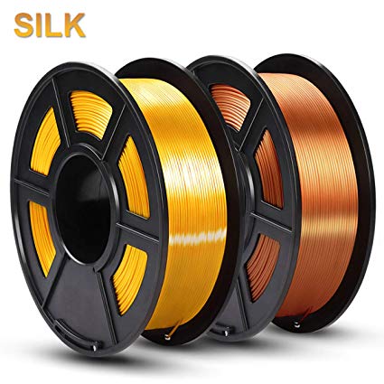 SUNLU Silk PLA Filament 1.75mm, 3D Printer Filament Silk, Silky Shiny Filament PLA for 3D Printers and Pens, 2kg(4.4Lbs)/Spool, Silk LightGold RedCopper