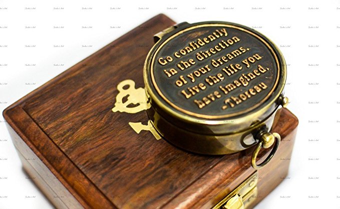 Sailor's Art I would be lost without you Quote Antique Brass Compass 2" With Wooden Box,Unique Gift-Home Décor Item, Camping and Travelling equipment
