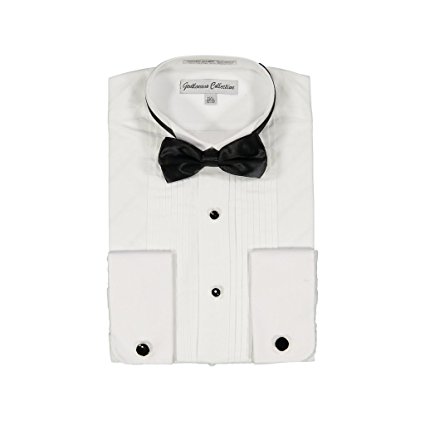Gentlemens Collection Mens Tuxedo Shirts Poly/Cotton - Free Bow Tie included
