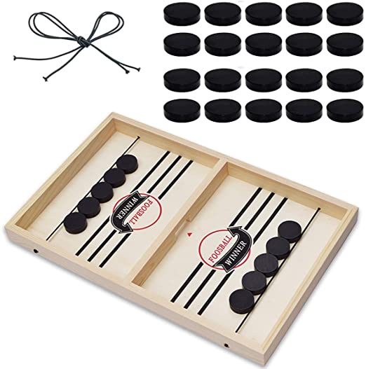 Fast Sling Puck Game, Wood Slingshot Games Multi Tabletop Indoor Portable Board Games for Kids & Family