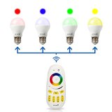 ThorFire G1 Color Changing LED Blub RGB Dimmable Light E27 6W50W Touch Controlled Remote Combo 4Pcs Bulb