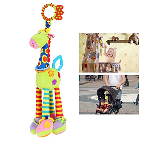 NUOLUX Stroller Car Seat Toy Kids Baby Bed Crib Cot Pram Hanging Giraffe Toy Pendant with Ringing Bell（Random color）