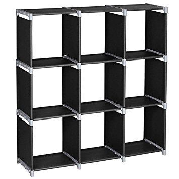 Azadx Storage Cabinets, 3-Tier, Storage Cube Closet Organizer Shelf, 6-Cube/9-Cube Cabinet Bookcase, Durable,Multifunctional,Black (9 Cubes)